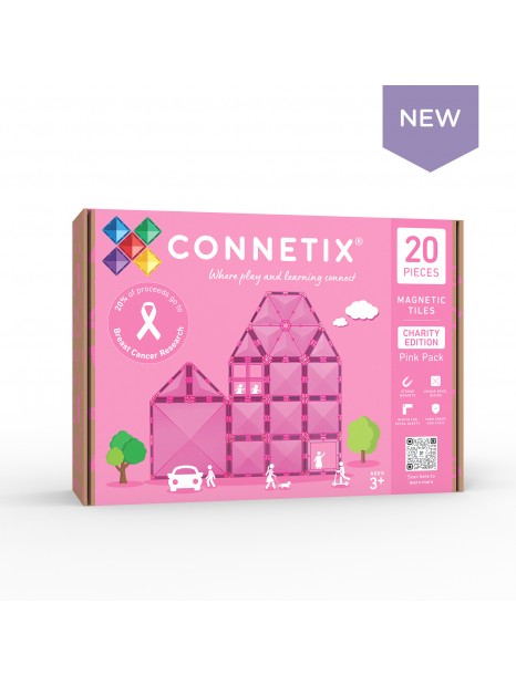 CONNETIX „Labdaros rinkinys rožinis“  magnetinių kaladėlių rinkinys (20 vnt.)