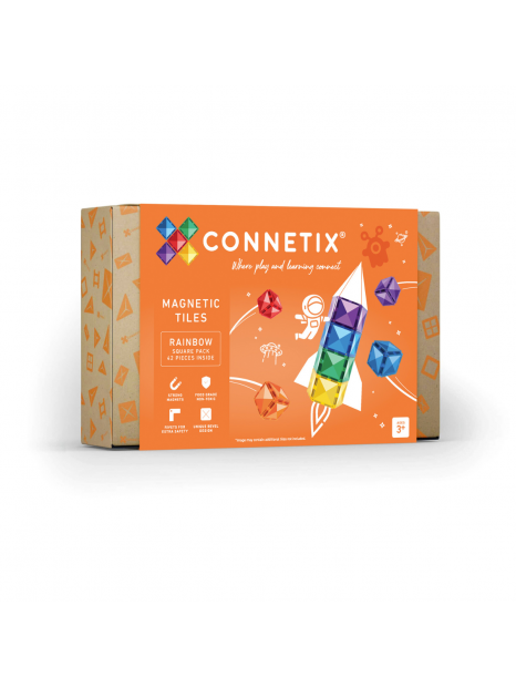 CONNETIX „Rainbow Square Pack“ magnetinių kvadratų rinkinys (42 vnt.)