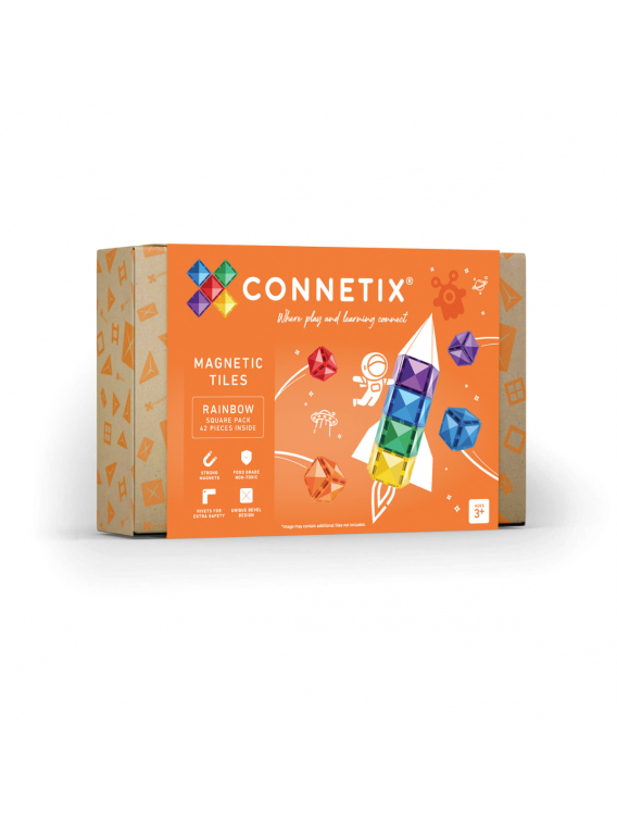 CONNETIX „Rainbow Square Pack“ magnetinių kvadratų rinkinys (42 vnt.)