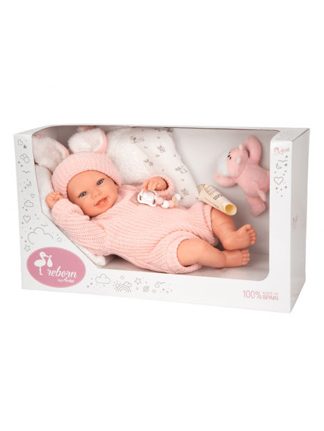 Arias Reborn lėlė kūdikėlis „Lucia“ rožiniais rūbeliais, 45 cm